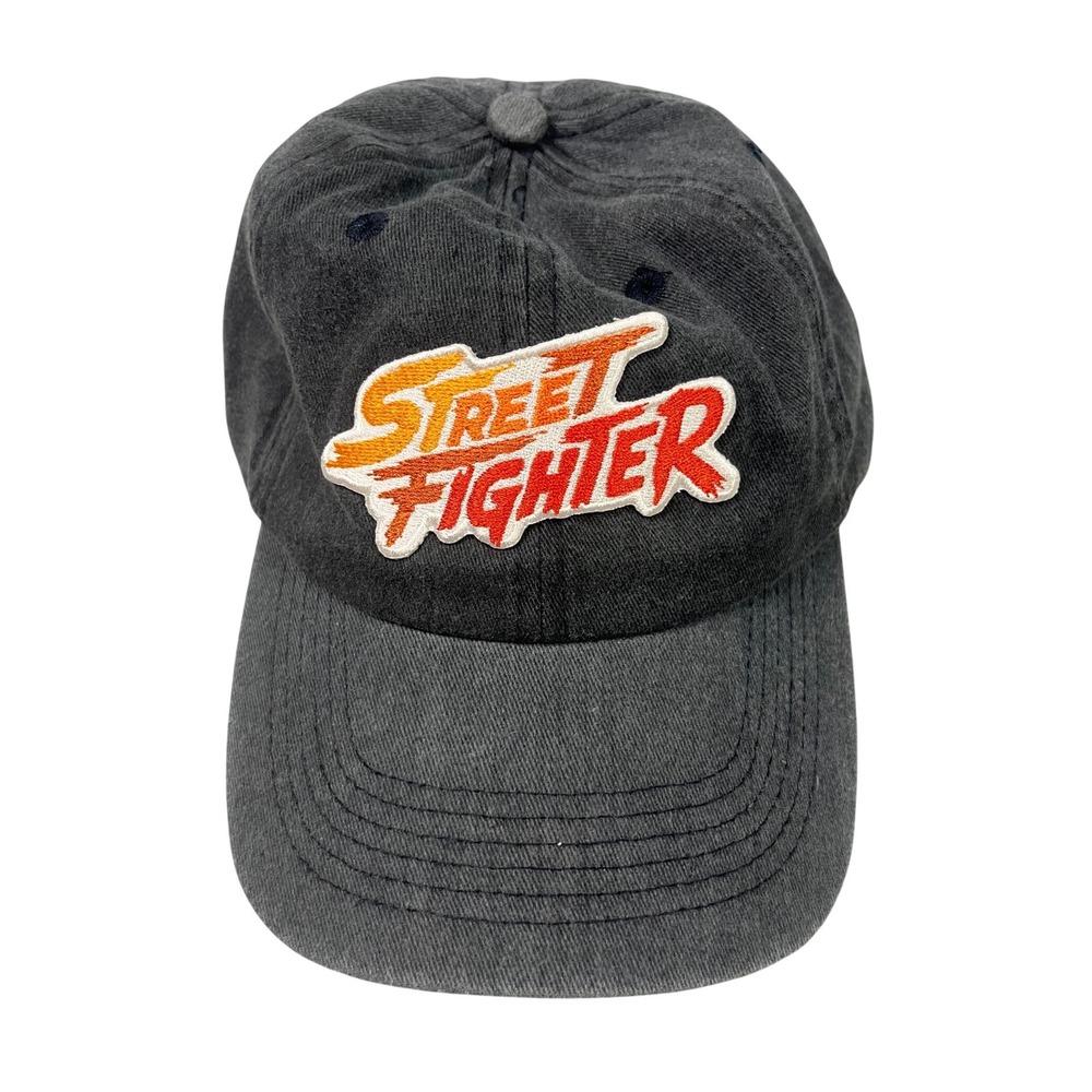 Street Fighter Video Game Dad Hat Washed Black Cotton Adjustable Strapback Cap